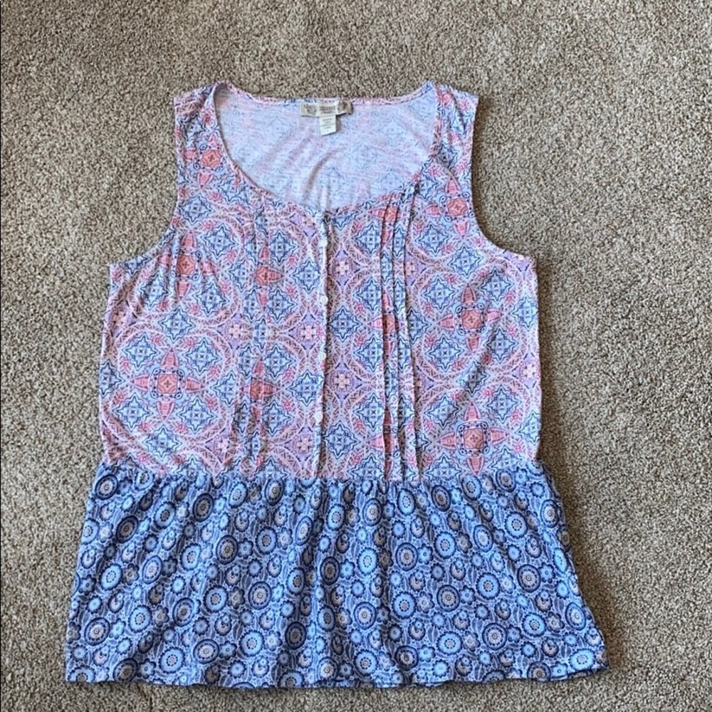 Pink and blue ruffle tank top